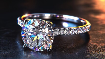 Digital rendering of a dazzling diamond engagement ring.