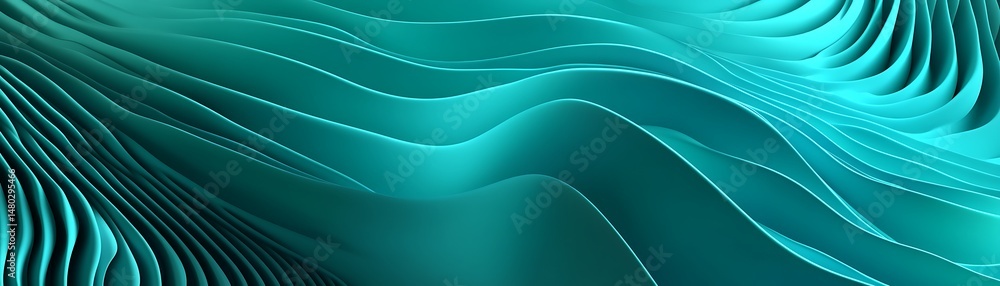 Poster smooth gradient futuristic teal background featuring light aqua and deep cyan in a seamless monochro