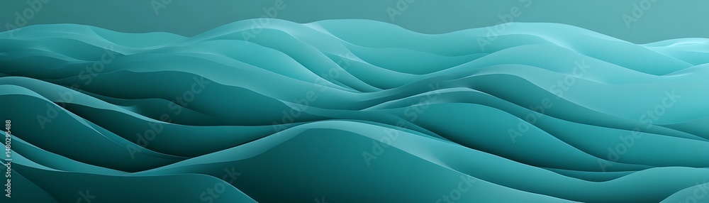 Poster smooth gradient futuristic teal background featuring light aqua and deep cyan in a seamless monochro