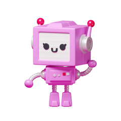 AI cute pink robot 3d render	
