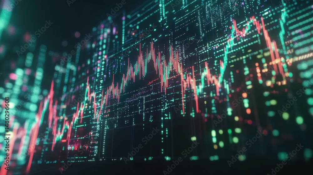 Poster abstract data visualization with colorful charts and graphs