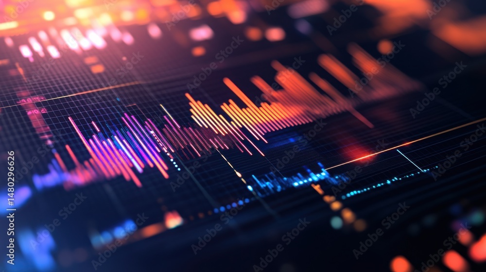 Leinwandbilder Abstract Data Visualization with Colorful Graph Elements and Lines