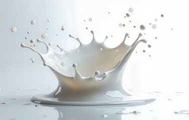 Dynamic splashes of milk on a white background