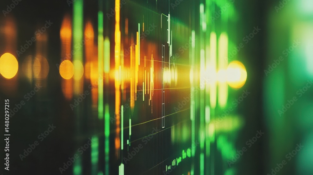 Poster abstract digital background with colorful financial data visualization