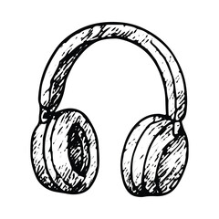 A hand-drawn gaming headset, ideal for esports illustrations and gaming accessory designs, highlighting immersive audio for gamers