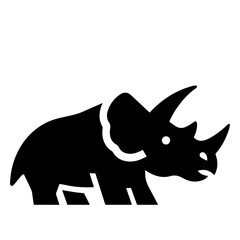 Triceratops dinosaur silhouette, black vector illustration, isolated on white background.
