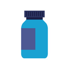 Minimalist Vector Illustration of a Blue Pill Bottle: Simple Graphic Design of Medicine Container, Ideal for Healthcare, Pharmaceutical, and Medical-Related Projects