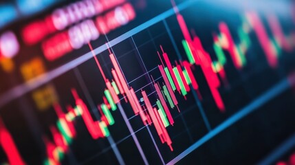 Stock Market Chart with Colorful Candlestick Patterns and Trends