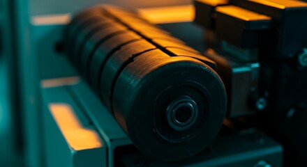 Fototapeta premium Precision Machinery Component: Close-up of Cylindrical Bearing Assembly in Operation