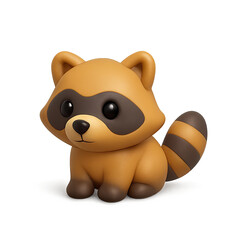 Fototapeta premium Adorable 3D Rendered Baby Raccoon Sitting on Brown Background