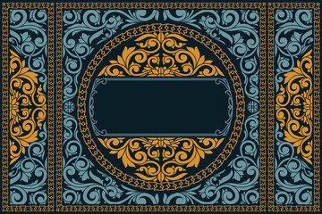 Decorative ornate retro floral blank card template

