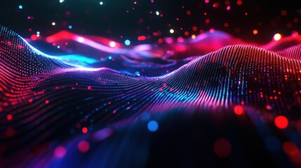 Abstract Colorful Waves of Light with Bokeh Effect in Dark Space