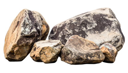 Large, irregularly shaped rocks with rough, textured surfaces and varying earthy colors.