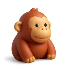 Fototapeta premium Adorable Brown Baby Monkey 3D Rendering Cartoon Illustration