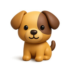 Adorable Brown and Yellow 3D Cartoon Puppy on a Dark Background