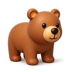 Fototapeta premium Adorable Brown Cartoon Bear 3D Render on Dark Background