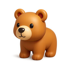 Adorable Brown Cartoon Bear 3D Render on Dark Background