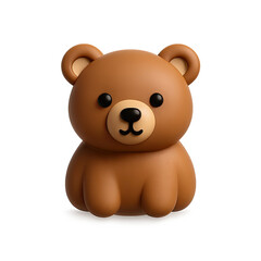 Obraz premium Adorable Brown Cartoon Bear 3D Render on Dark Background