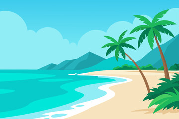 Fototapeta premium tropical beach with palm trees