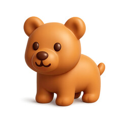 Adorable Brown Cartoon Bear Cub 3D Render on Dark Background