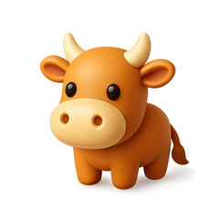 Fototapeta premium Adorable Brown Cartoon Bull 3D Render on Dark Background