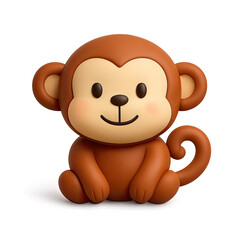 Obraz premium Adorable Brown Cartoon Monkey 3D Render Sitting on Brown Background
