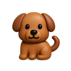 Obraz premium Adorable Brown Cartoon Puppy 3D Render on Dark Background