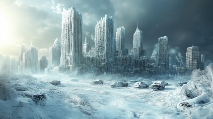 Frozen city ruins
