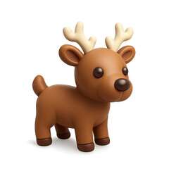 Obraz premium Adorable Brown Cartoon Reindeer with Glowing Antlers 3D Render