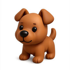 Adorable Brown Puppy 3D Render on Brown Background