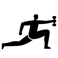Silhouette of a person performing a lateral raise exercise with dumbbells. A black vector illustration on a white background.