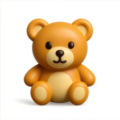 Obraz premium Adorable Brown Teddy Bear 3D Render on Beige Gradient Background
