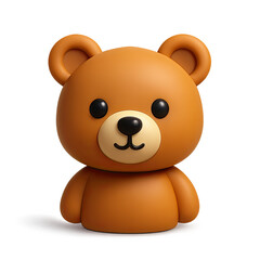 Fototapeta premium Adorable Brown Teddy Bear 3D Render on Dark Background