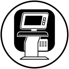 Self-service kiosk terminal icon for UI design, business presentations, digital services and informational technology content

