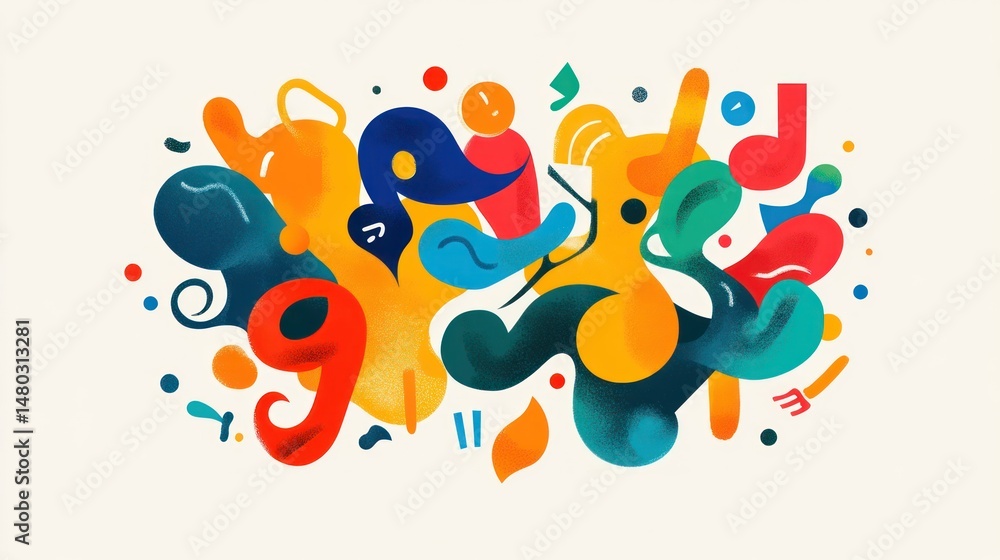 Poster fluid forms: an abstract composition of color, shape, and visual harmony
