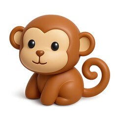 Obraz premium Adorable Brown 3D Rendered Cartoon Monkey on Dark Background