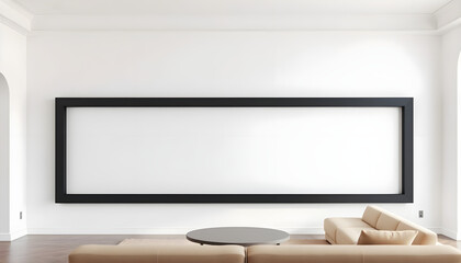 Fototapeta premium Modern minimalist living room design contemporary home interior decor natural light wide angle relaxation