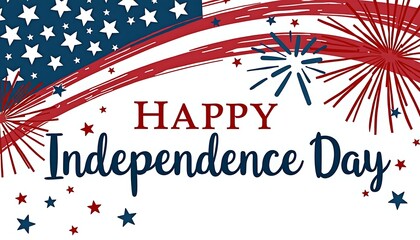 Obraz premium Happy Independence Day Graphic: A graphic illustration of a classic American flag with fireworks bursting around it.