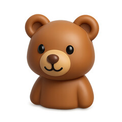 Obraz premium Adorable Brown Cartoon Bear 3D Render on Dark Background
