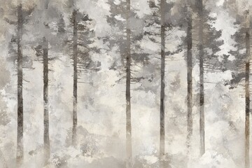 Fototapeta premium Misty forest scene, soft colors