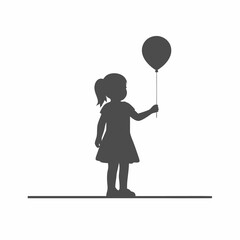 silhouette girl with balloons