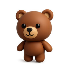 Naklejka premium Adorable Brown Cartoon Bear on Brown Background