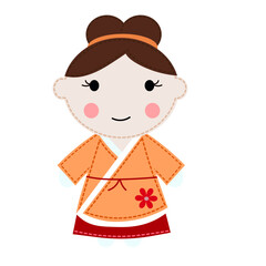 girl doll in kimono no background vector image