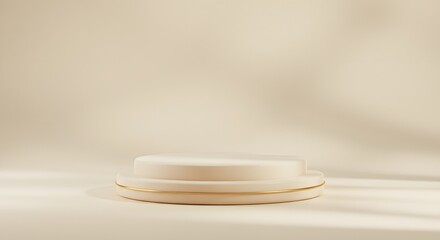 Stacked plates on beige background