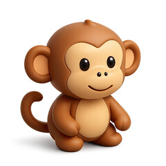 Fototapeta premium Adorable Brown Cartoon Monkey 3D Rendering on Transparent Background