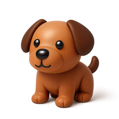 Adorable Brown Cartoon Puppy 3D Render on Transparent Background