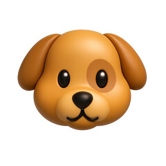 Adorable Brown Cartoon Puppy Dog Head 3D Render