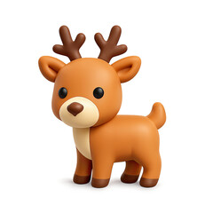 Obraz premium Adorable Brown Cartoon Reindeer 3D Render on Brown Background