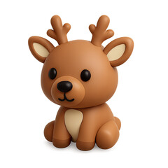 Fototapeta premium Adorable Brown Cartoon Reindeer 3D Render on Brown Background