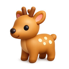 Fototapeta premium Adorable Brown Fawn 3D Render with Antlers on Golden Background